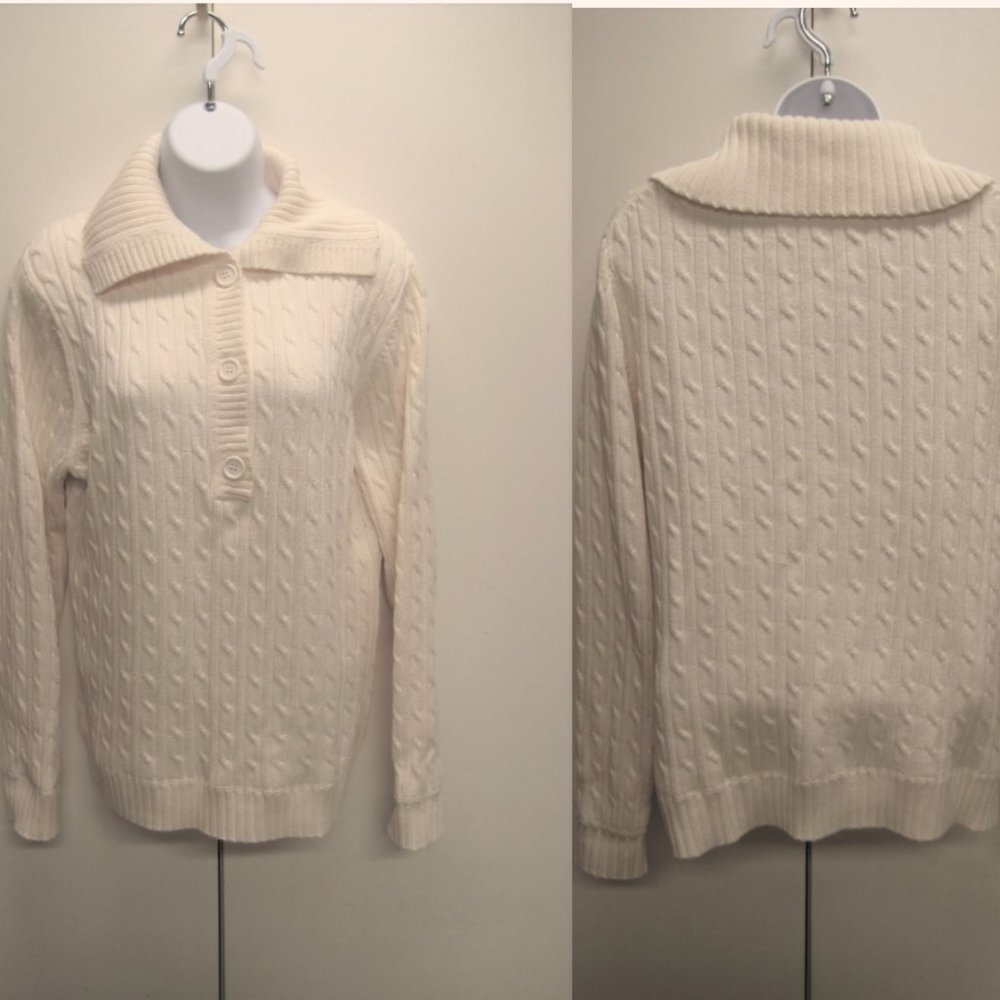 Liz Claiborne Cable Knit 3-button Pullover Sweater